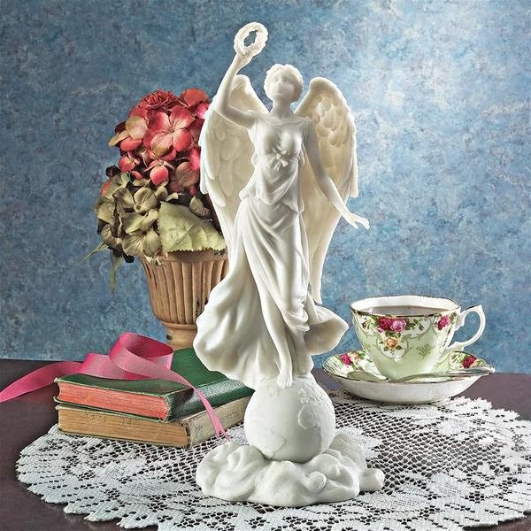Angel of Peace Bonded Natural Marble Statue, Design Toscano, Mfr#: WU74471